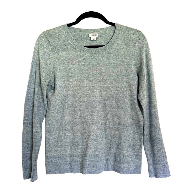 J.Crew Womens XS Knit Sweater Heather Green 100% Cotton Long Sleeve Soft - Picture 1 of 8